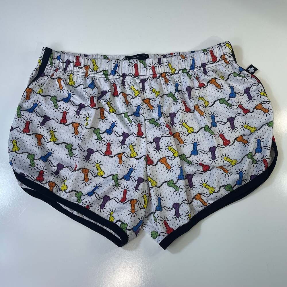 Andrew Christian Men's Novelty Print Athletic Mesh Shorts Sz S
